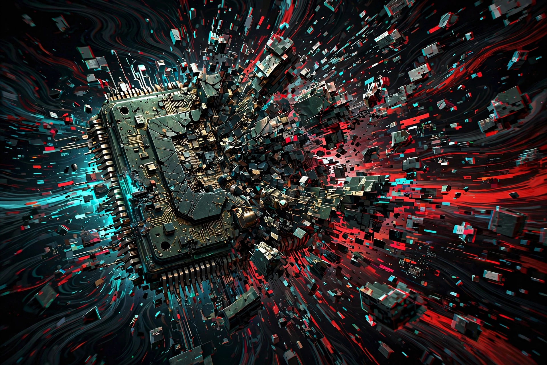 Glitchy corrupted BIOS chip illustration — corrupted PS2 BIOS symptoms