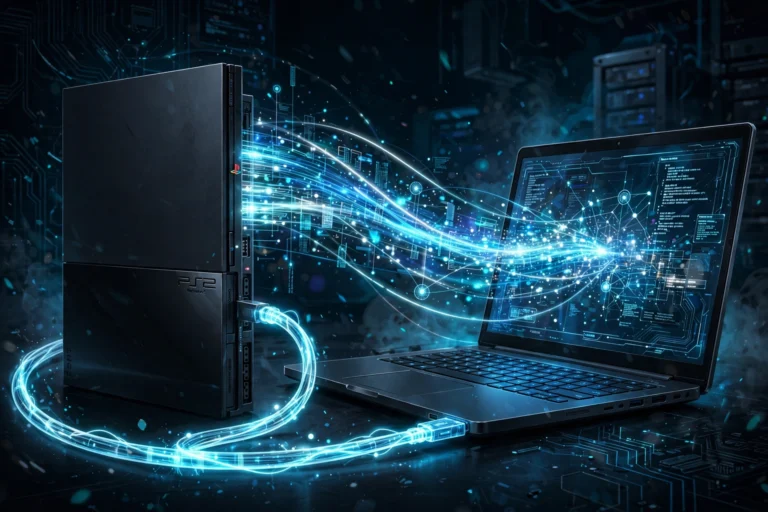 PS2 console connected to a laptop for BIOS dumping — how to dump PS2 BIOS