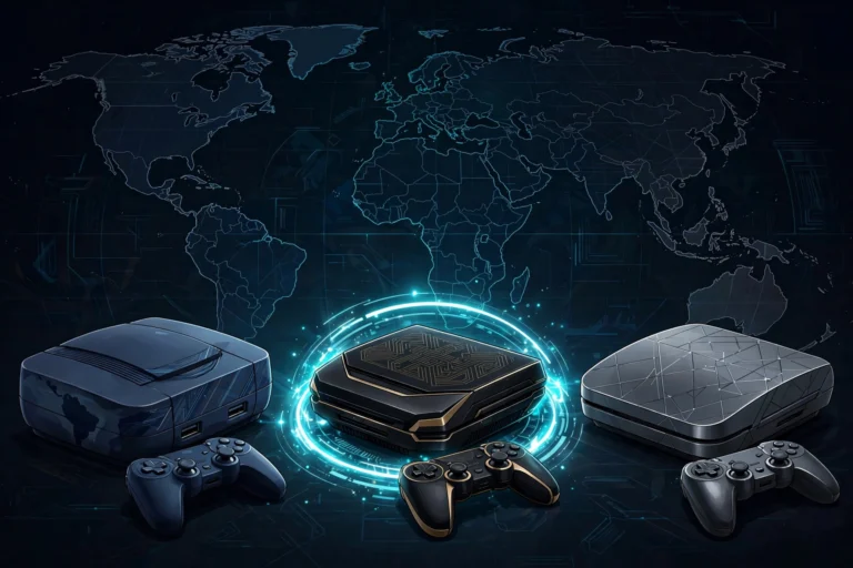 Game consoles representing world regions — which PS2 BIOS to use